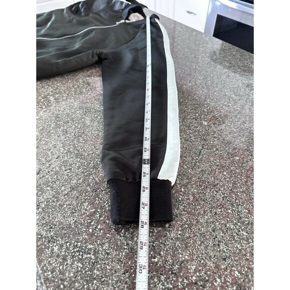 Forever 21 Satin Bomber Jacket Womans SCrane Birds Embroidered Full Zip Pockets - Picture 9 of 12